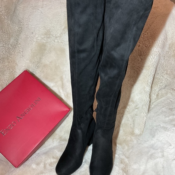 Enzo Angiolini Microsuede black block heel boots - Picture 5 of 9